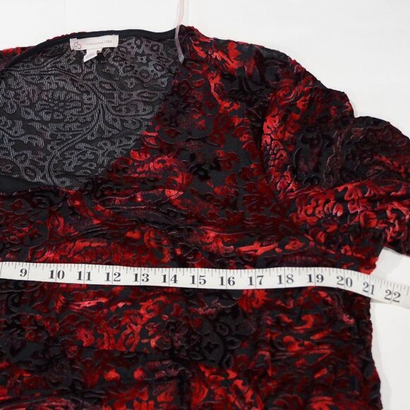 DB Established 1962 Layered Velvet Blouse Bright Red/Black- Size 1X. - Picture 8 of 10